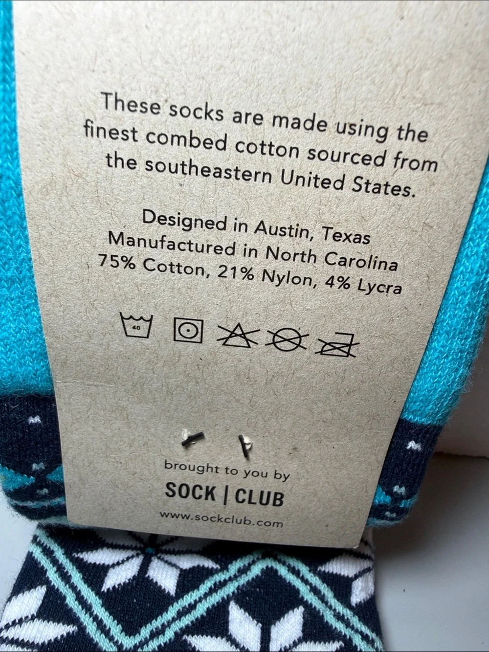 NEW! Human Interest Sock Club Geometric Nordic Pattern Crew Socks